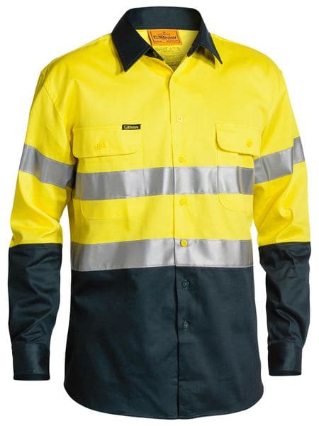 Bisley Bisley 2 Tone Hi Vis Shirt 3M Reflective Tape Long Sleeve (BT6456) - Trade Wear