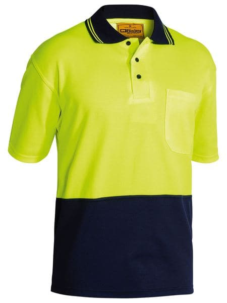 Bisley 2 Tone Hi Vis Polo Shirt - Short Sleeve - Yellow/Navy (BK1234) - Trade Wear