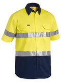 Bisley 3M Taped Two Tone Hi Vis Lightweight Short Sleeve Drill Shirt (BS1896) - Trade Wear