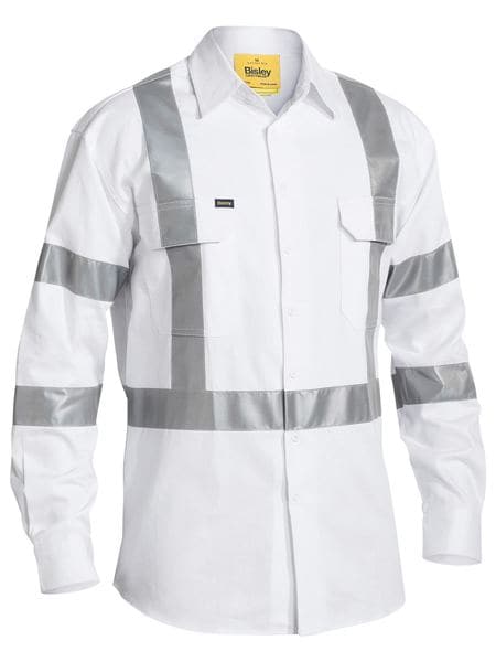 Bisley 3M Taped White Drill Shirt (BS6807T) - Trade Wear