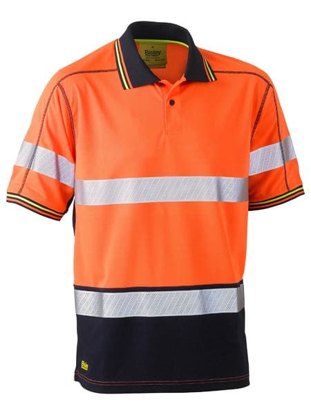 Bisley Bisley Taped Two Tone Hi Vis Polyester Mesh Short Sleeve Polo Shirt (BK1219T) - Trade Wear