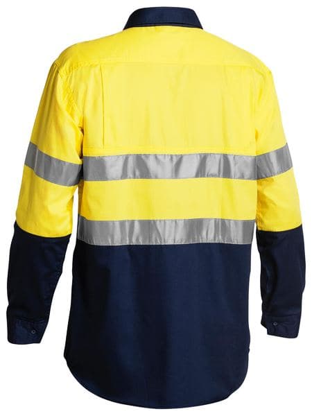 Bisley Bisley Long Sleeve 2 Tone Hi Vis Cool Lightweight Gusset Cuff Shirt 3M Reflective Tape - Embroidery Pack of 5-  Shirts  (BS6896EP) - Trade Wear