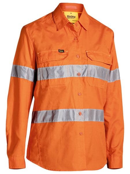Bisley Womens 3M Taped Hi Vis X Airflow™ Ripstop Shirt - Orange (BL6416T) - Trade Wear