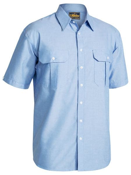 Bisley Oxford Shirt - Short Sleeve - Blue (BS1030) - Trade Wear