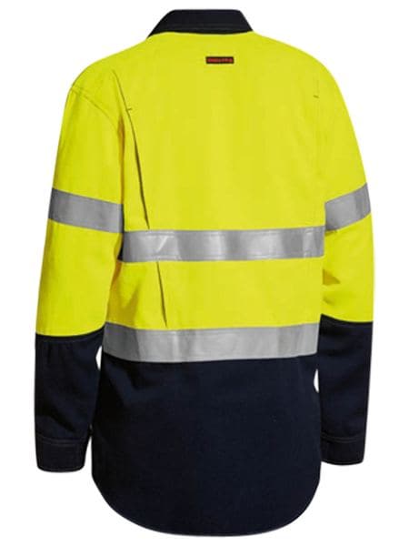 Bisley Taped Two Tone Hi Vis Closed Front Vented Shirt - Long Sleeve (BSC8075T) - Trade Wear