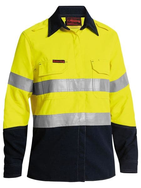Bisley Bisley Womens Taped 2 Tone FR HiVis Lightweight Vented Long Sleeve (BL8098T) - Trade Wear