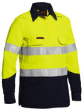 Bisley Womens Taped Two Tone Hi Vis Closed Front Vented Shirt - Long Sleeve (BLC8075T) - Trade Wear