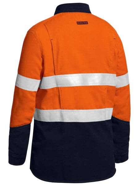 Bisley Womens Taped Two Tone Hi Vis Closed Front Vented Shirt - Long Sleeve (BLC8075T) - Trade Wear