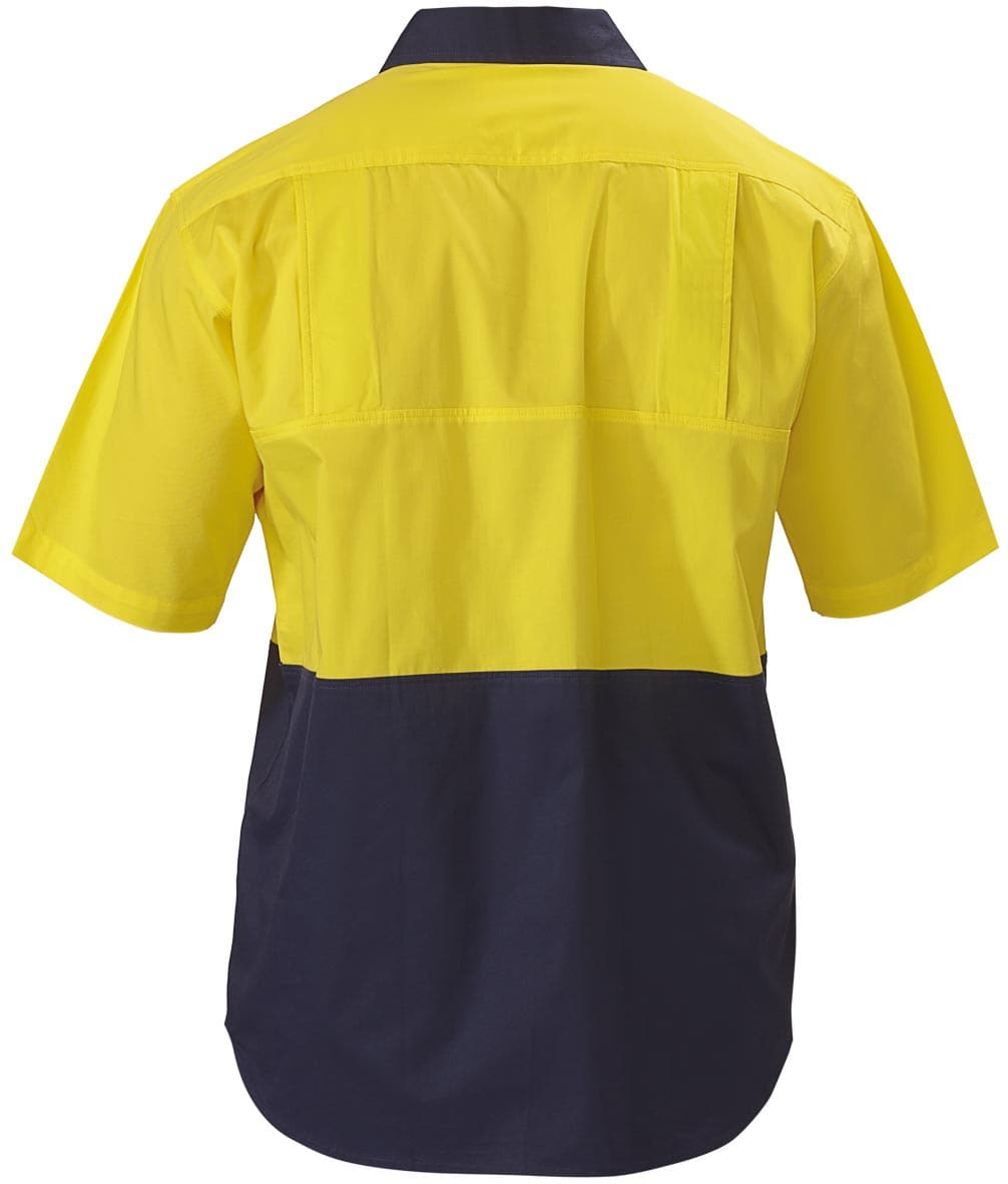 Bisley 2 Tone Cool Lightweight Drill Shirt - Short Sleeve - Yellow/Navy (BS1895) - Trade Wear