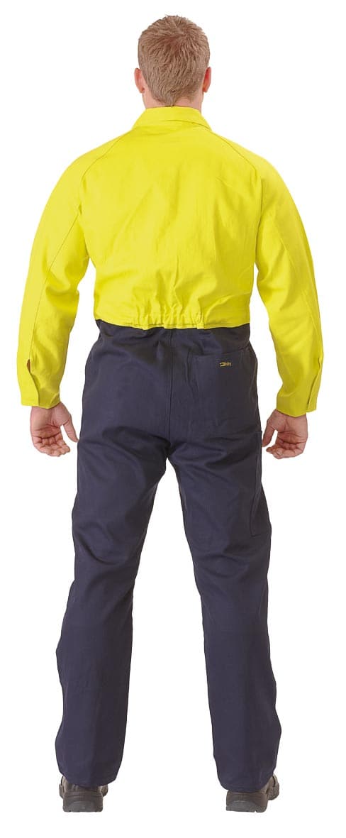 Bisley 2 Tone Hi Vis Coveralls Regular Weight - Yellow/Navy (BC6357) - Trade Wear