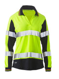 Bisley Bisley Womens Long Sleeve Taped Two Tone Hi Vis V-Neck Polo (BKL6225T) - Trade Wear