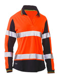 Bisley Bisley Womens Long Sleeve Taped Two Tone Hi Vis V-Neck Polo (BKL6225T) - Trade Wear