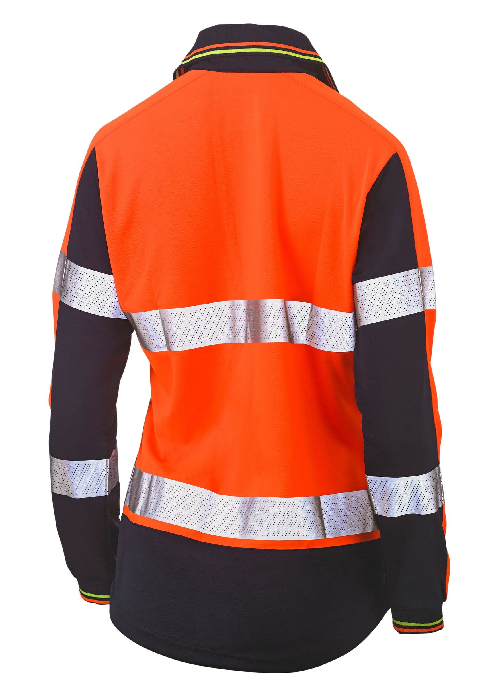 Bisley Bisley Womens Long Sleeve Taped Two Tone Hi Vis V-Neck Polo (BKL6225T) - Trade Wear