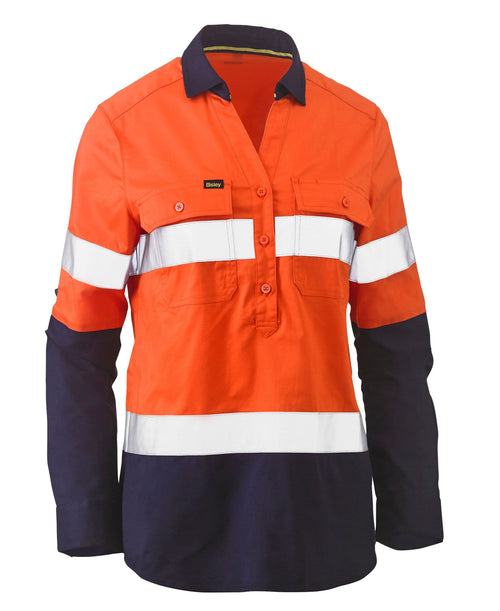 Bisley Women's Taped Hi Vis Stretch V-Neck Shirt Tradewear