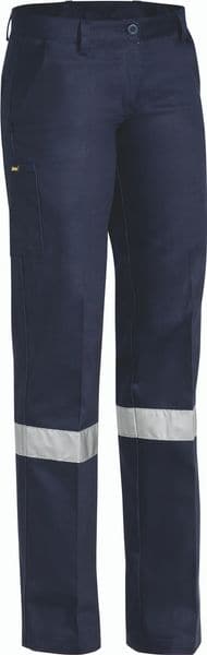 Bisley Ladies Drill Pant 3M Reflective Tape - Navy (BPL6007T) - Trade Wear