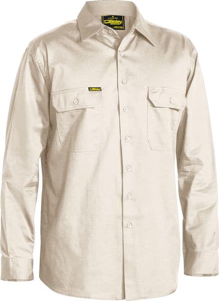 Bisley Bisley Cool Lightweight Drill Shirt - Long Sleeve - Sand (BS6893) - Trade Wear