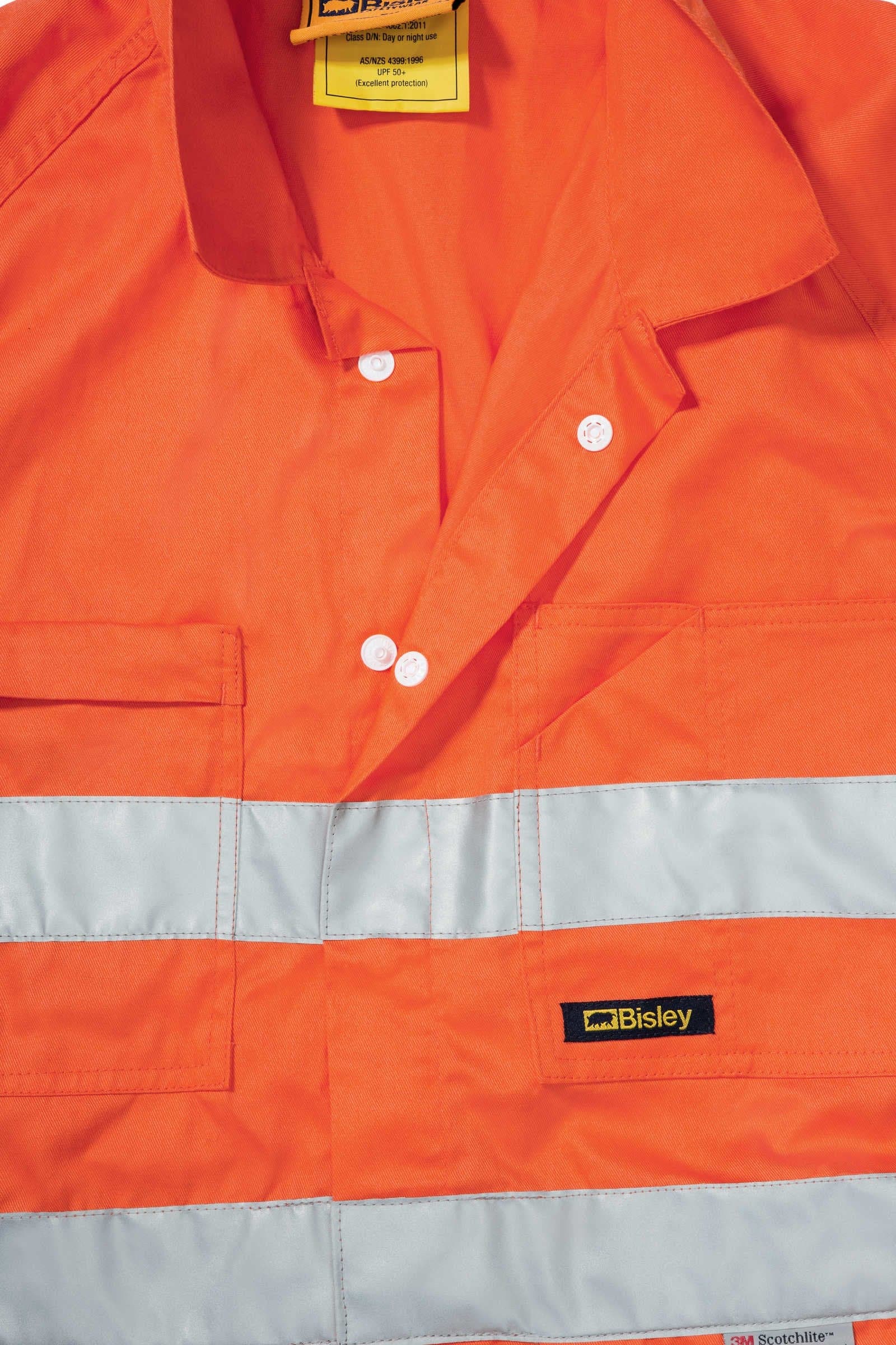 Bisley Hi Vis Lightweight Coveralls 3M Reflective Tap - Orange (BC6718TW) - Trade Wear