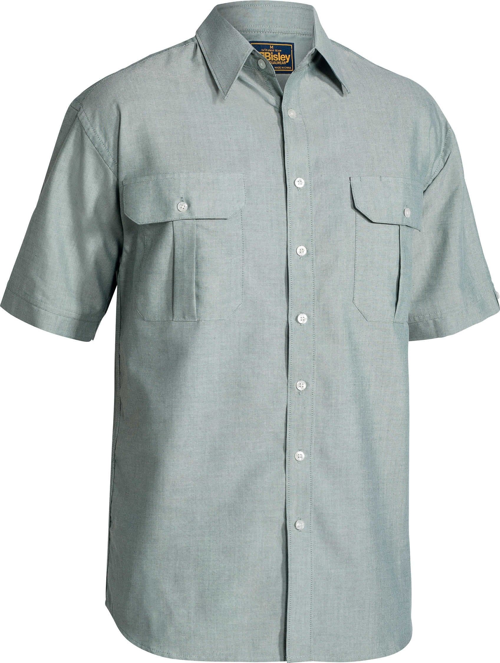 Bisley Oxford Shirt - Short Sleeve - Green (BS1030) - Trade Wear