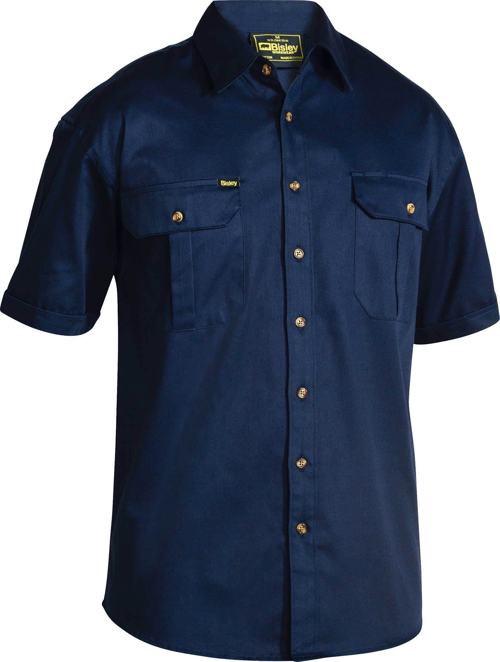 Bisley Original Cotton Drill Shirt - Short Sleeve - Navy (BS1433) - Trade Wear
