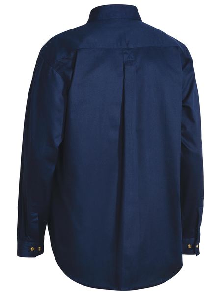 Bisley Closed Front Cotton Drill Shirt - Long Sleeve - Navy (BSC6433) - Trade Wear