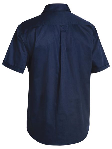 Bisley Closed Front Cotton Drill Shirt - Short Sleeve - Navy (BSC1433) - Trade Wear