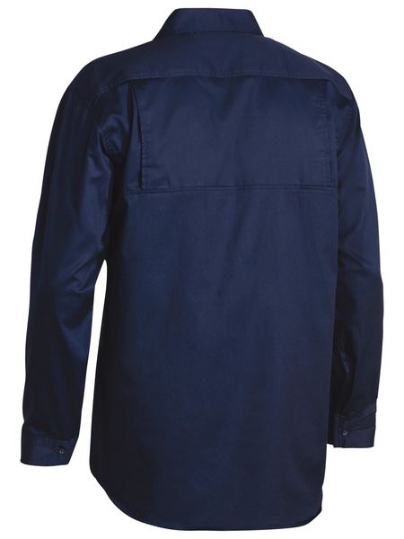 Bisley Cool Lightweight Drill Shirt - Long Sleeve - Navy (BS6893) - Trade Wear