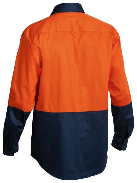 Bisley 2 Tone Hi Vis Drill Shirt - Long Sleeve - Orange/Navy (BS6267) - Trade Wear