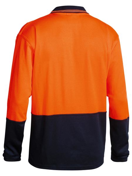 Bisley 2 Tone Hi Vis Polo Shirt - Long Sleeve - Orange/Navy (BK6234) - Trade Wear