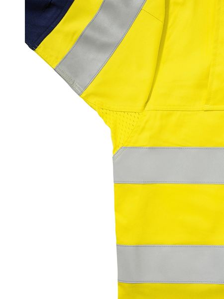 Bisley 3M Taped 2 Tone Hi Vis Mens Industrial Cool Vent Shirt - Yellow/Navy (BS6448T_Yellow/Navy) - Trade Wear