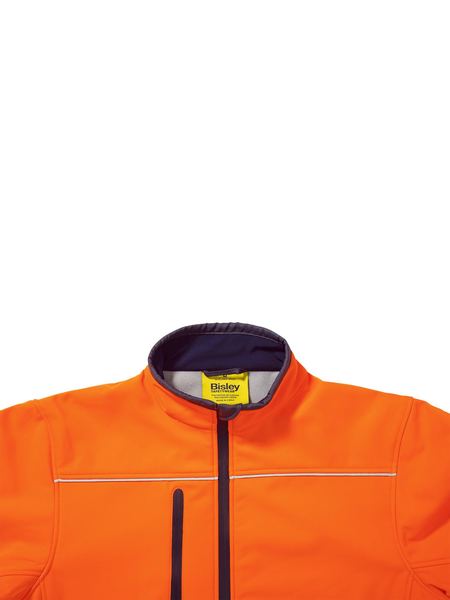 Bisley Soft Shell Jacket with 3M Reflective Tape - Orange/Navy (BJ6059T) - Trade Wear