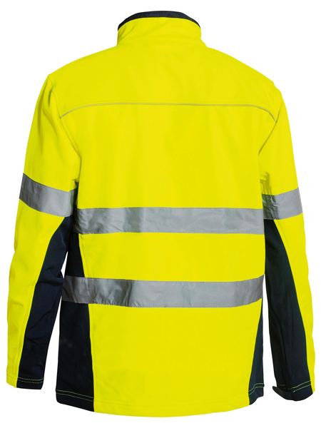 Bisley Soft Shell Jacket with 3M Reflective Tape - Yellow/Navy (BJ6059T) - Trade Wear