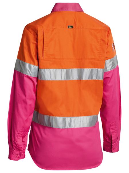 Bisley Women's 3M Taped Hi Vis Cool Lightweight Shirt - Orange/Pink (BL6696T) - Trade Wear