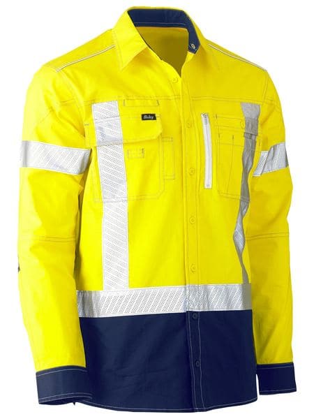 Bisley Bisley Flex & Move™ Two Tone Hi Vis Stretch Utility Shirt - Long Sleeve (BS6177XT) - Trade Wear